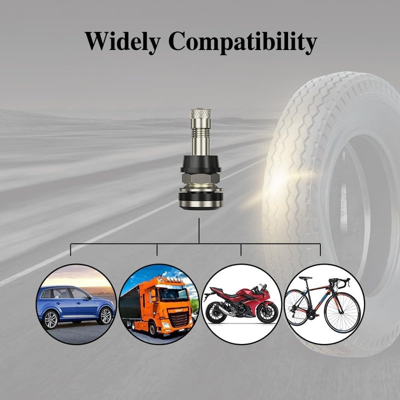 deemars 4PCS TR416 Valve Stem, Premium Metal Tire Valve Stems for Tubeless Tires, High Pressure Tire Valve Stems Outer Mount Fits 0.453" and 0.625" Rim Hole, 1 1/2" Long, Silver - Image 5